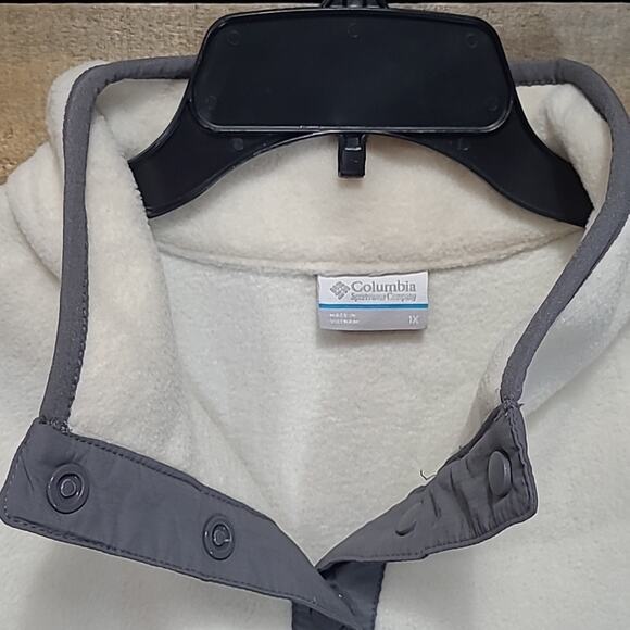 Columbia Pullover Fleece Jacket Half Snap Bentln Springs Gray White Womens 1X - Picture 5 of 9